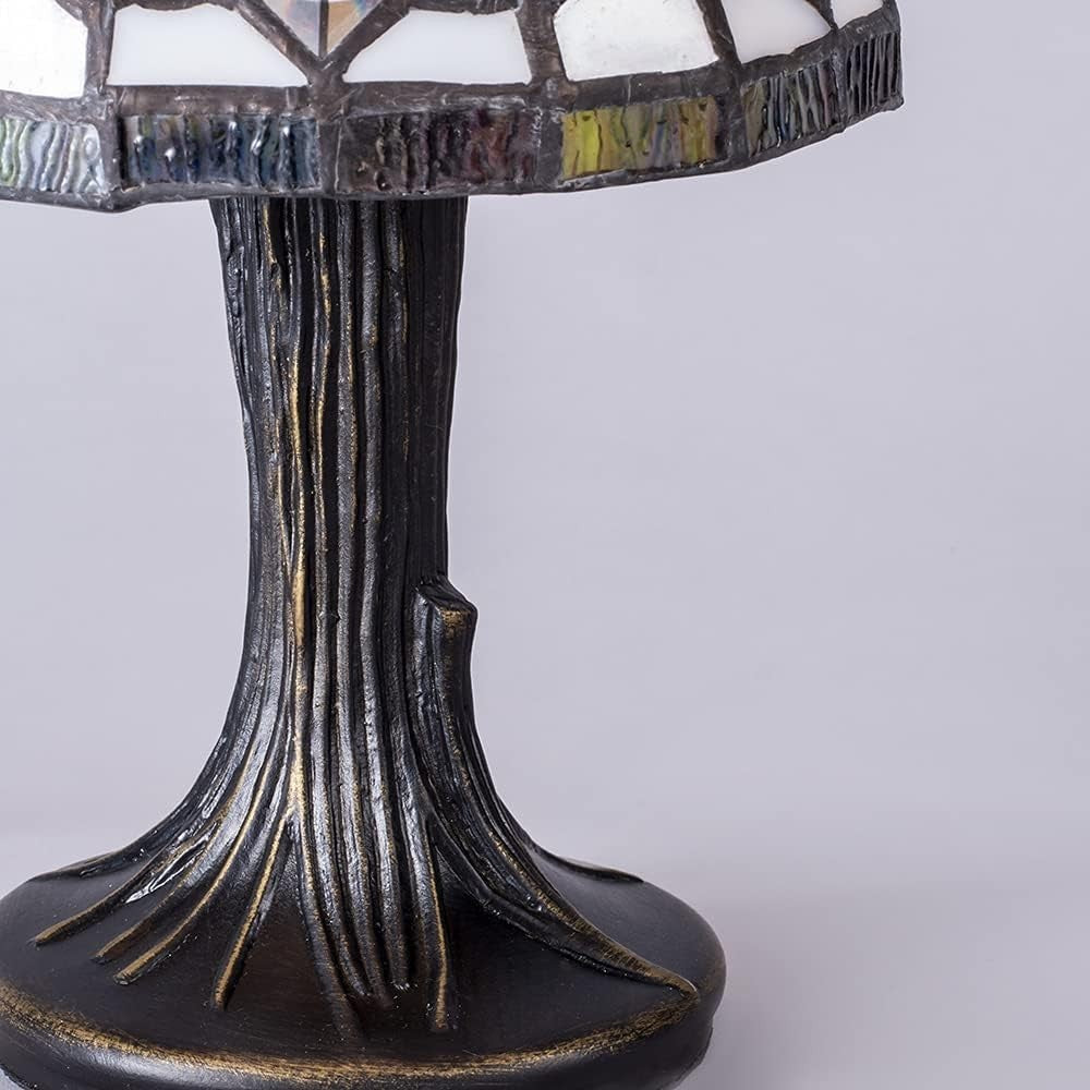 Tiffany Style Table Lamp | Multi-Coloured Stained Glass Shade | 29cm Height