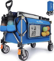 Blue 140L Heavy Duty Folding Wagon 130kg Trolley 14.5cm Wide Wheel Cart w/ Brake