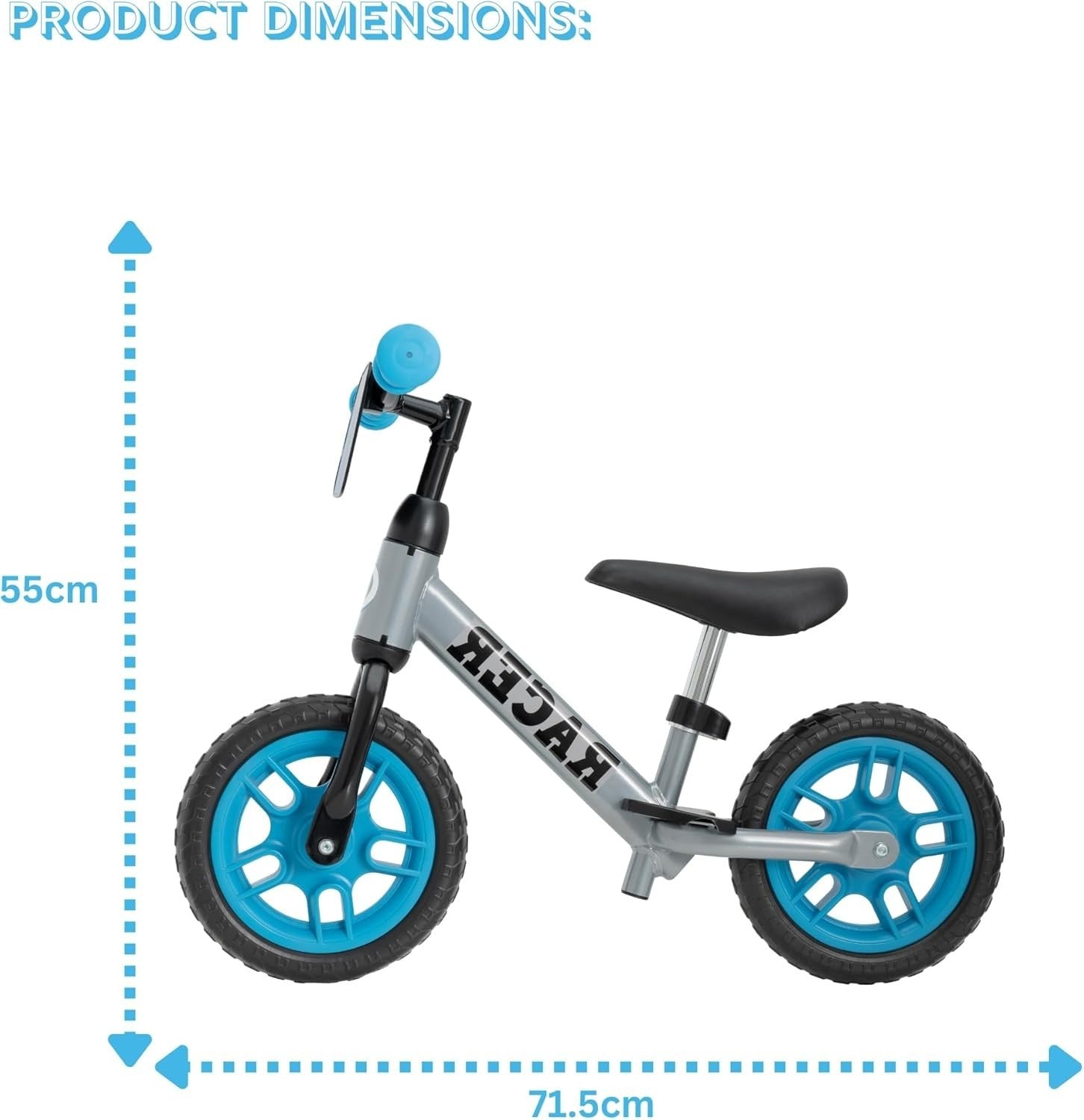 10" Kids Balance Bike Adjustable Seat Toddler Training Bicycle Blue