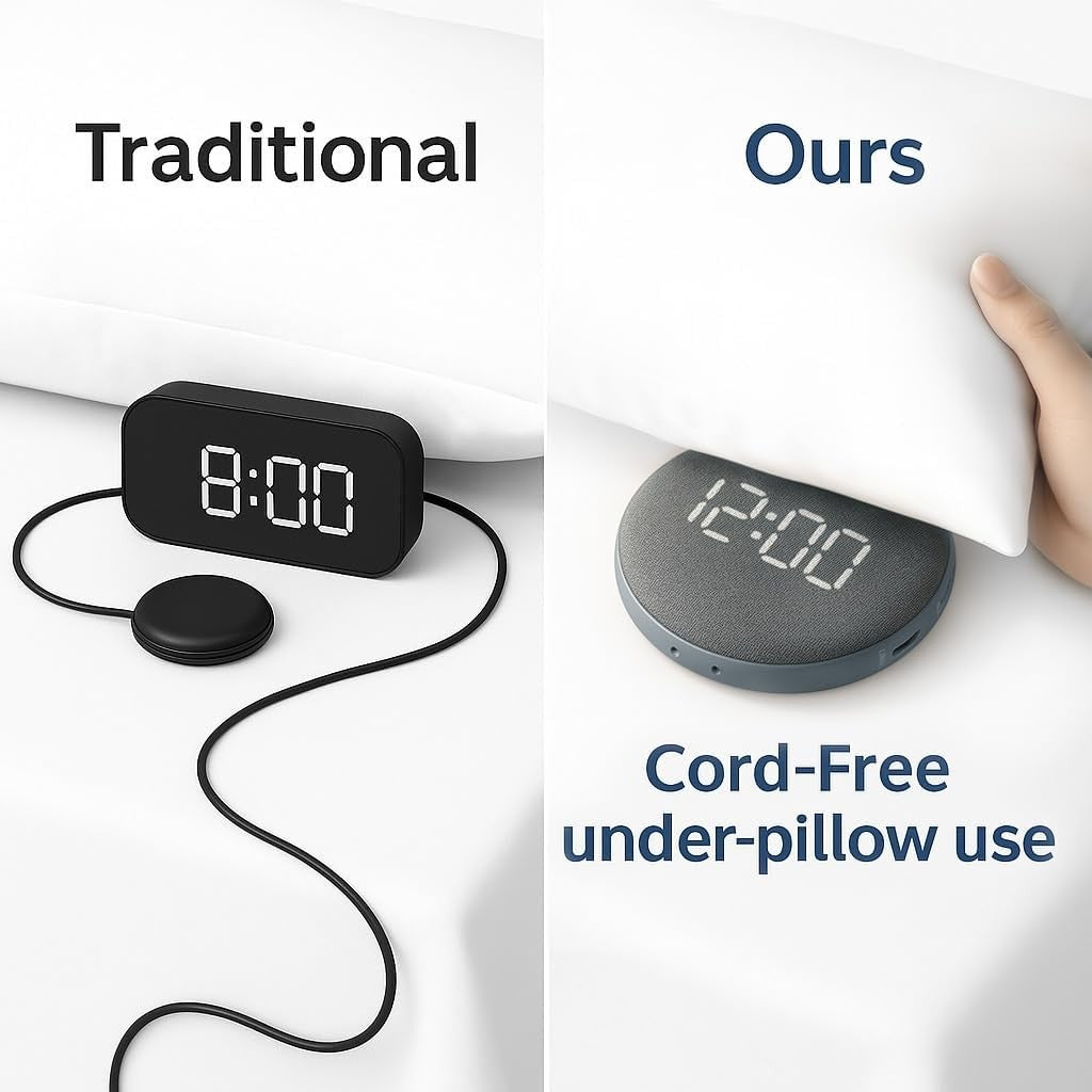 Vibrating Alarm Clock Bed Shaker Loud Heavy Sleepers Deaf Rechargeable