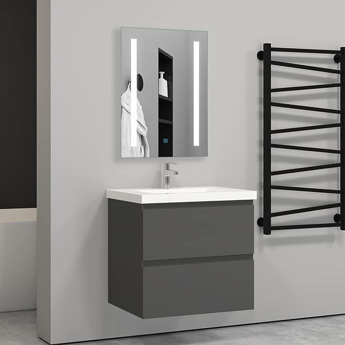 500mm Wall Hung Bathroom Vanity Unit with Basin Sink 2 Drawer Storage Cabinet
