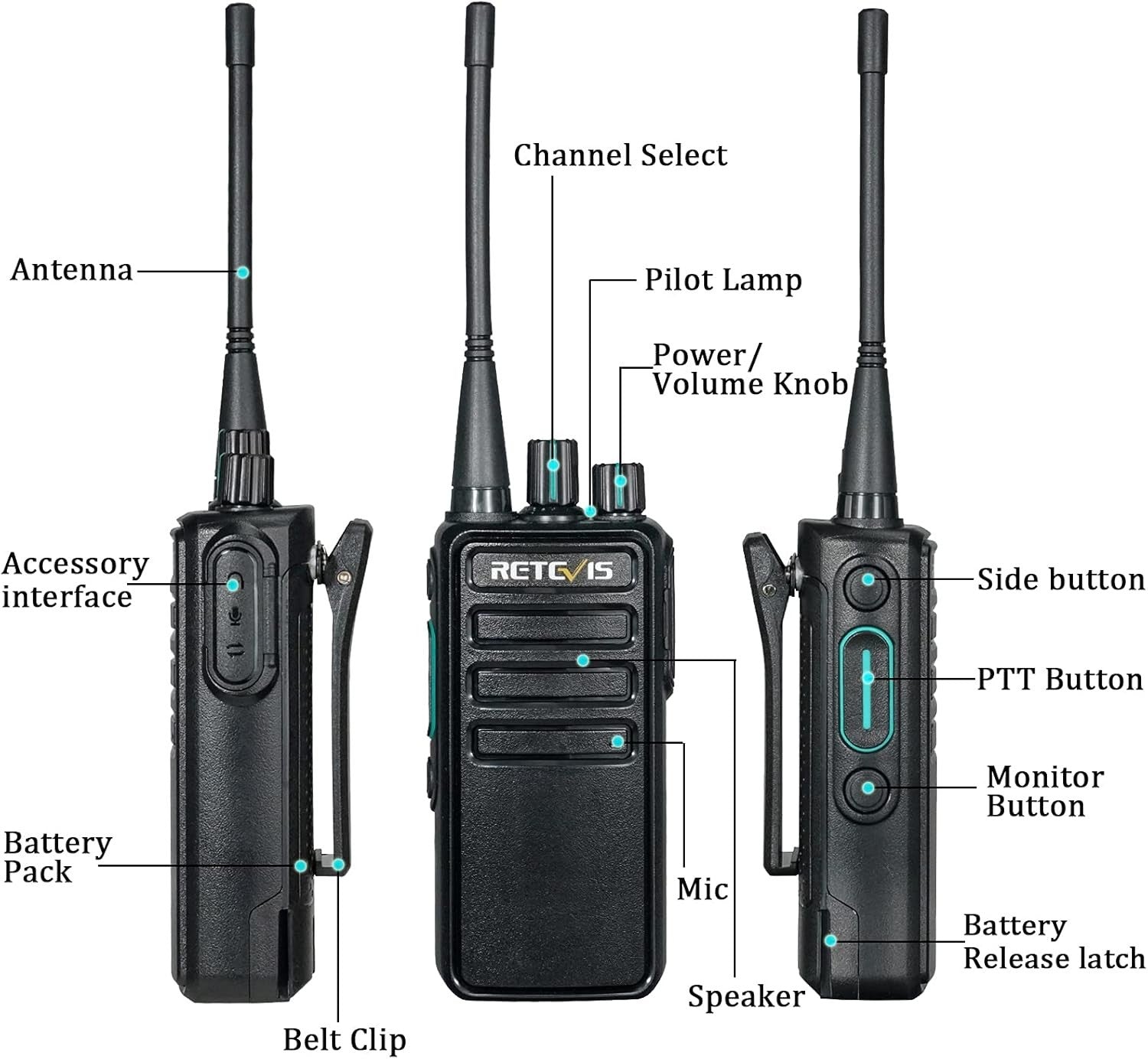 Long Range Walkie Talkies 2 Pack VOX Rechargeable Headset PMR446