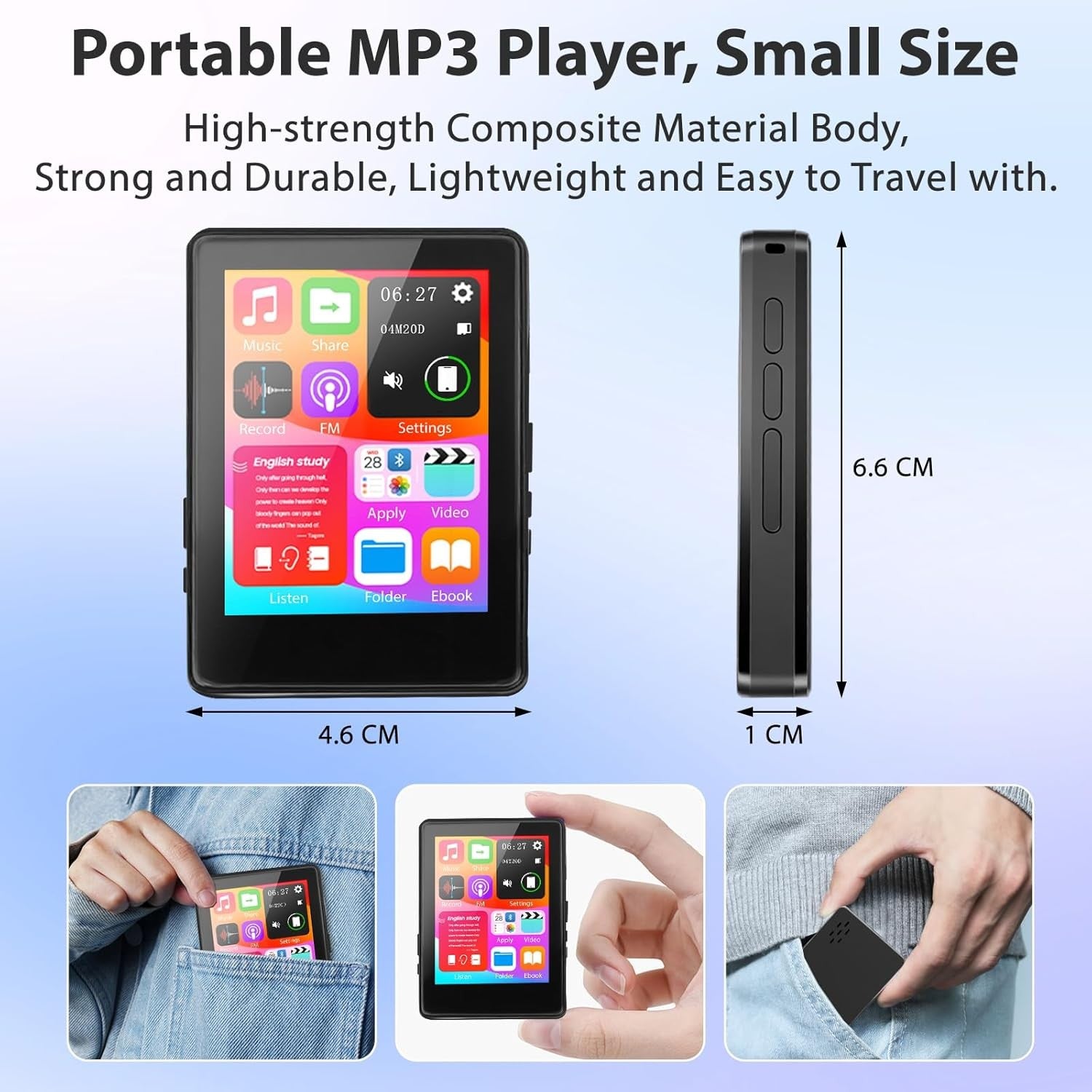 128GB MP3 Player Bluetooth 2.4" Touch Screen FM Radio