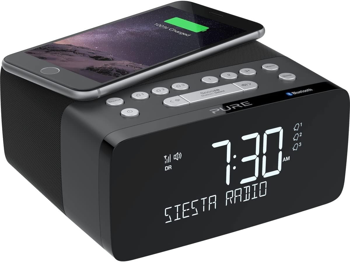 DAB+/DAB/FM Alarm Clock Radio with Qi Wireless Charging & LCD Display