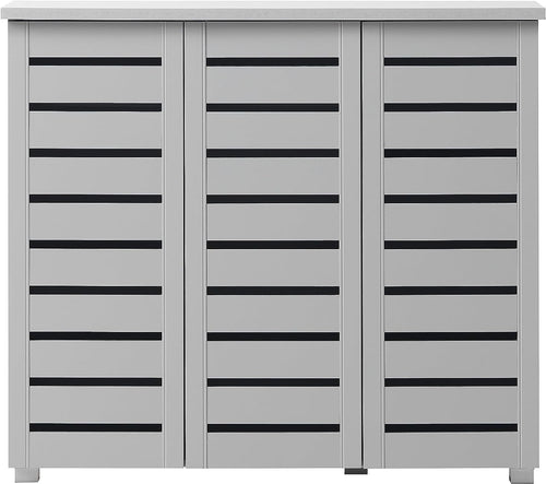 Space-Saving 5 Tier Shoe Cabinet Storage Rack 3 Door Organizer Light Grey