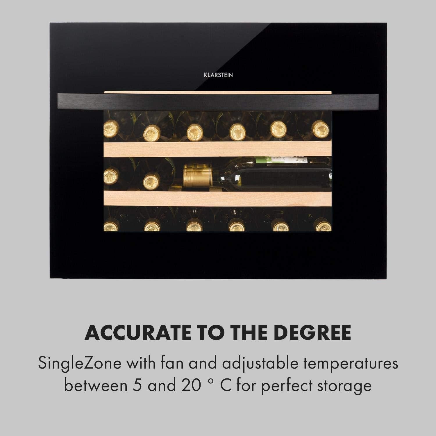 Built In Wine Cooler 51L Single Zone Glass Door Drinks Fridge 24 Bottles