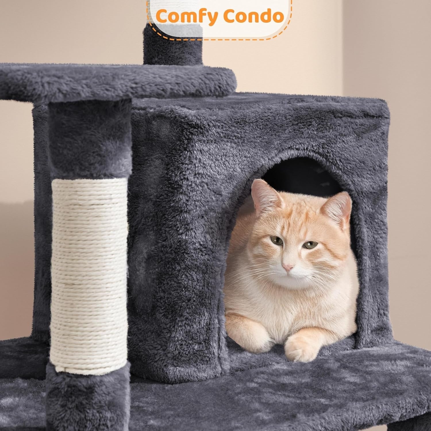 Large Cat Tree 137cm Multi Level Tower Condo Hammock Scratching Posts