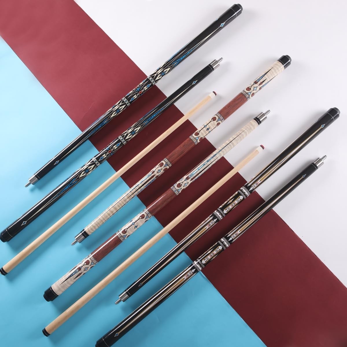 58in 2 Piece Maple Pool Cue 13mm Leather Tip 19/20oz Gift Kit