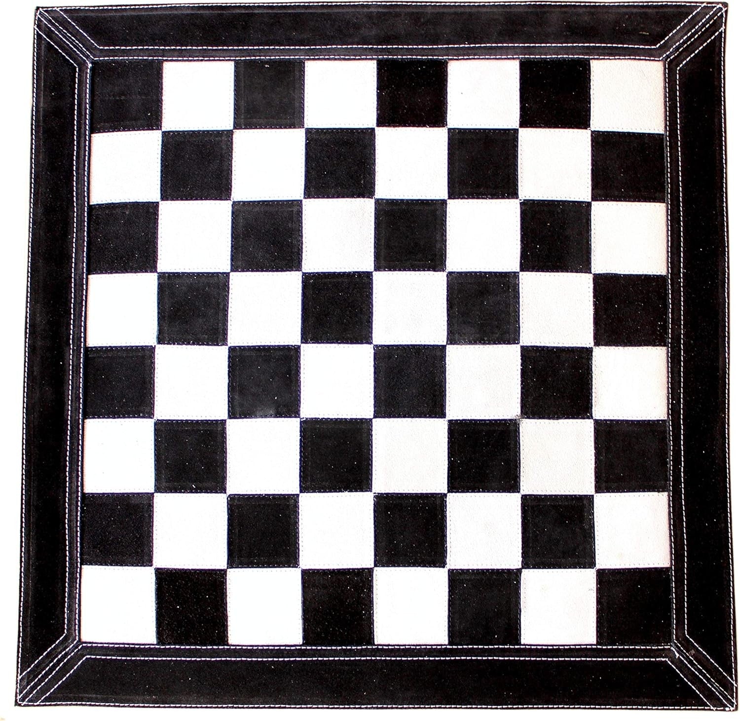 19" Leather Roll-Up Chess Board | Tournament Travel Mat | Luxury Black Suede