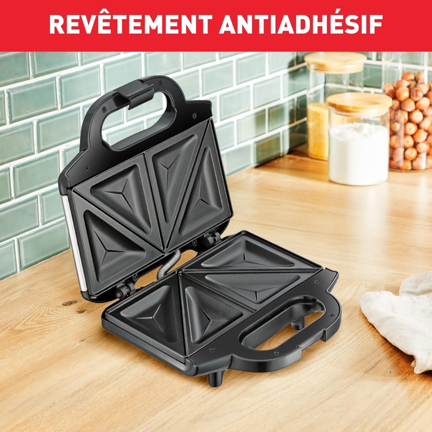 Compact Sandwich Maker Non-Stick 700W Toastie Panini Breakfast Grill