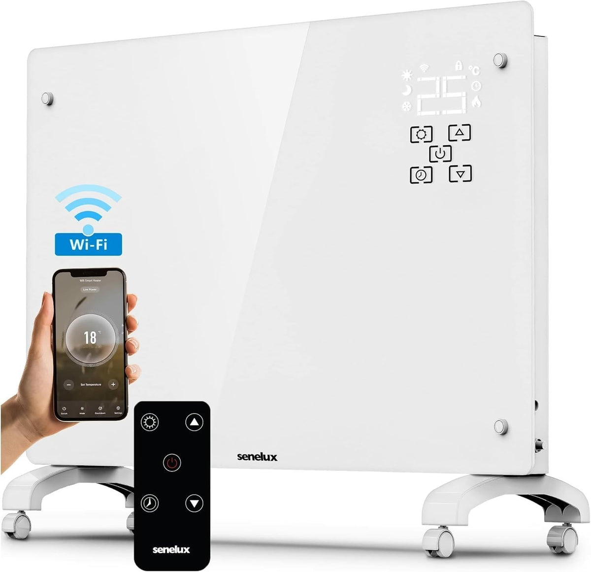 2000W WiFi Electric Glass Panel Heater Smart Thermostat Remote Control