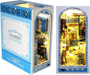DIY Wooden Book Nook Kit with Warm Light – Miniature Bookshelf Insert
