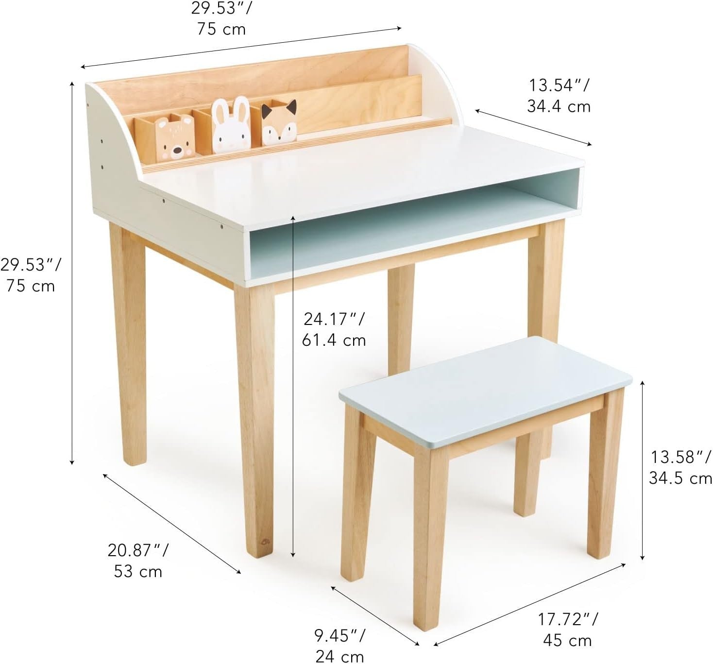 Children’s Desk & Chair Set with Storage Compartments & Pencil Organisers