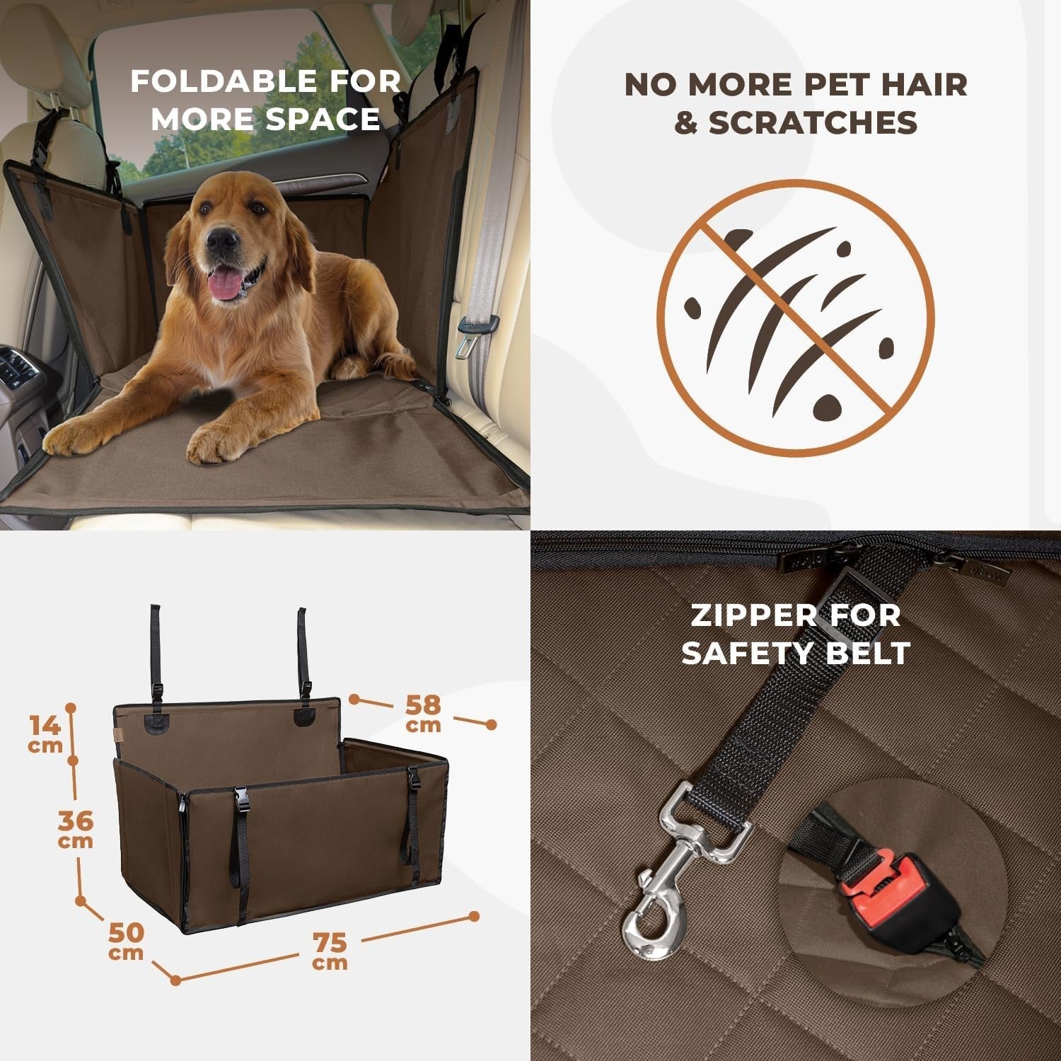 Stable Dog Car Seat Waterproof Booster Bed Safety Belt Medium Large Dog