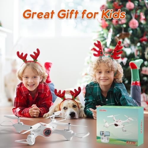 Mini Drone with Camera for Kids 360° Flip Easy Control Toy Gift with 2 Batteries