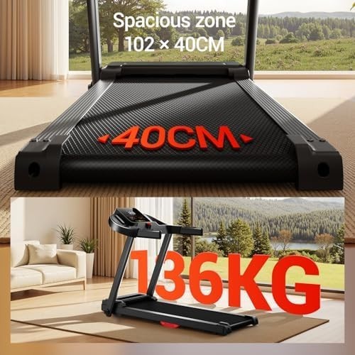 Folding Treadmill Home Gym 3HP Quiet Motor 12KM/H Adult Running Machine LCD