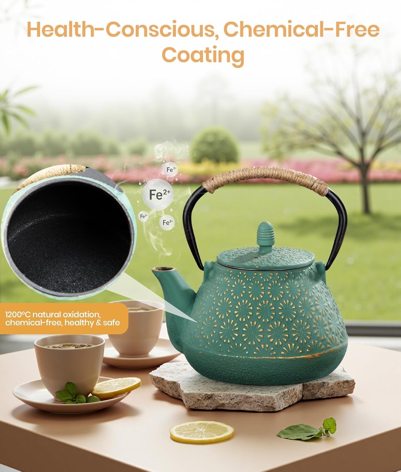 1000ml Cast Iron Teapot with Infuser Japanese Tetsubin Stovetop Kettle