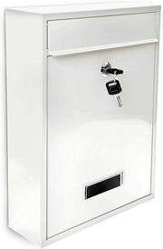Wall Mounted Lockable Metal Mailbox Hinged Lid + 2 Keys Slim Design