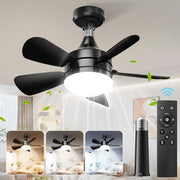 BOBOPAI Small Ceiling Fan with Light, 3 Retractable Blades, Dimmable LED