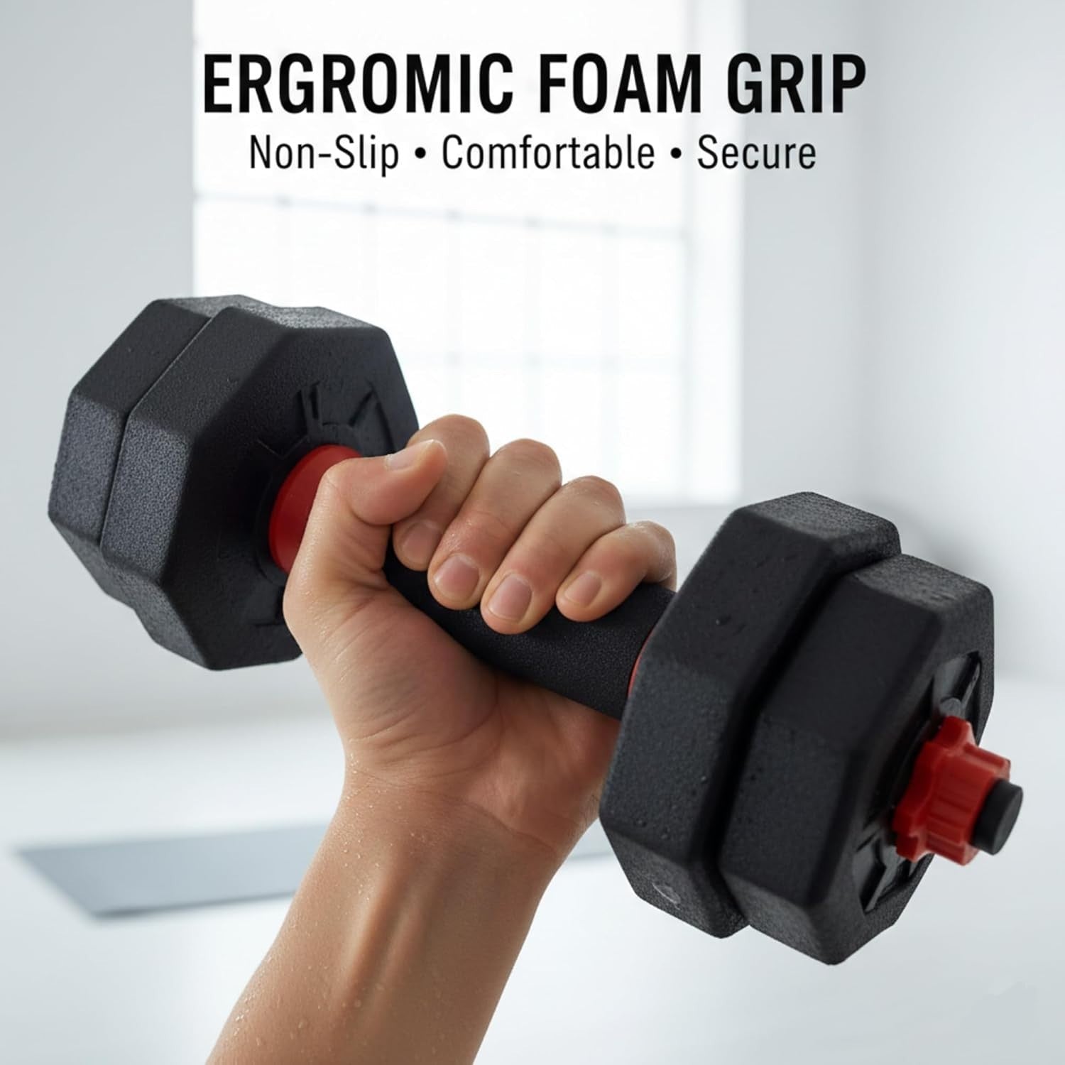 40kg Adjustable Dumbbell Barbell Set Anti Roll Plates Home Gym Weights