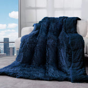 15lbs Weighted Blanket Navy Blue 48x72" Faux Fur & Sherpa Cozy Warm