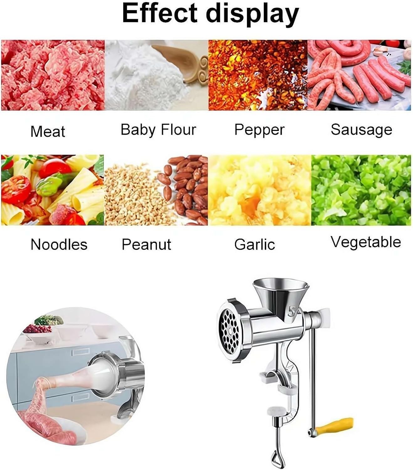 Manual Meat Grinder Sausage Maker Aluminium Mincer Dual Fix Clamp