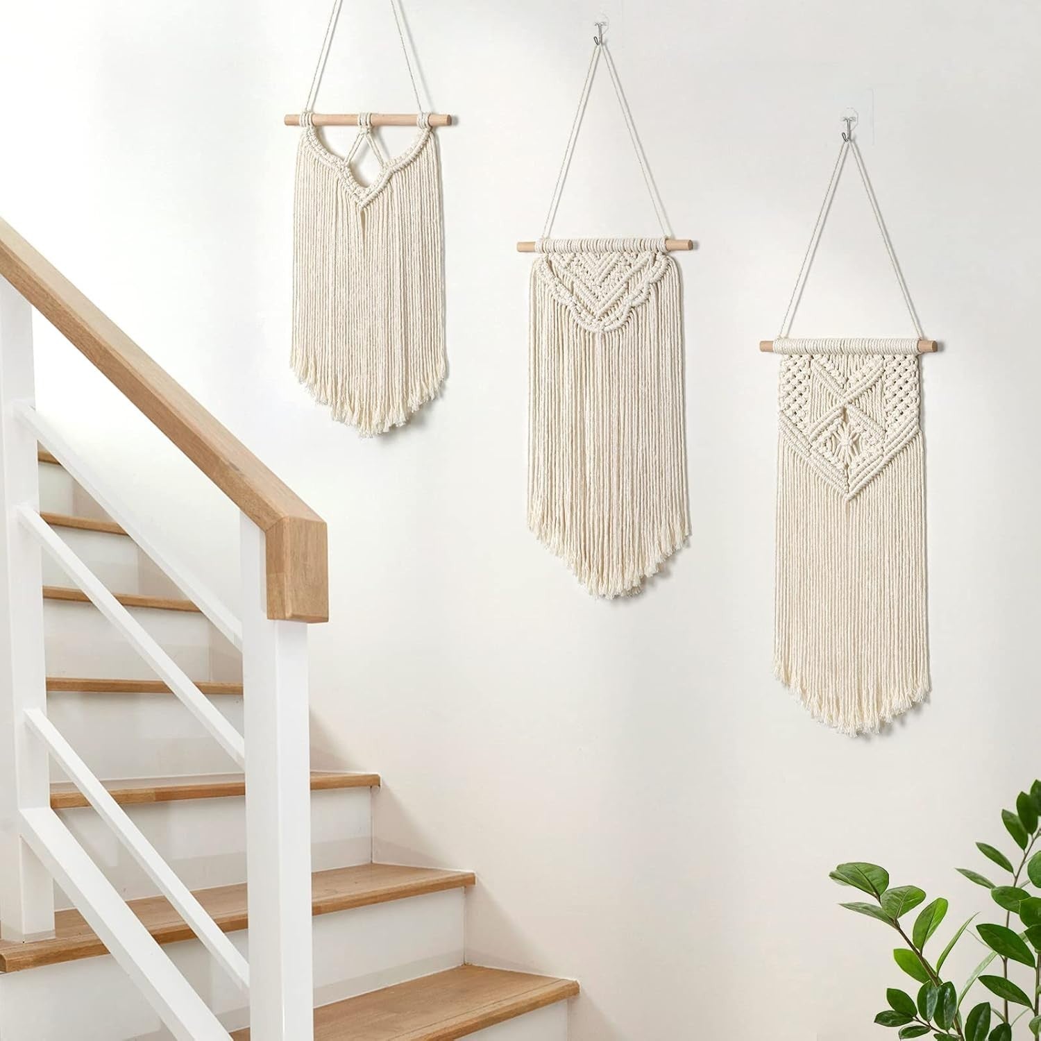 3pcs Boho Macrame Wall Hanging Cotton Woven Tapestry Decor