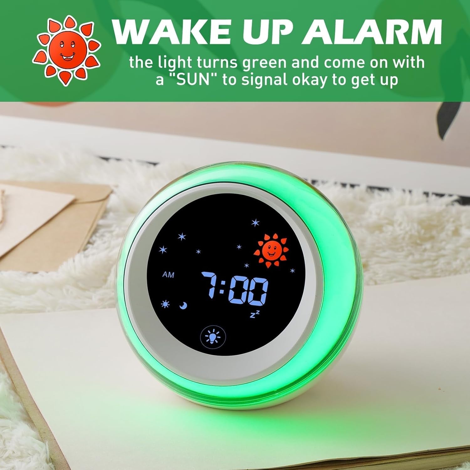 Kids Sleep Training Alarm Clock with Night Light, Sound Machine & Nap Timer