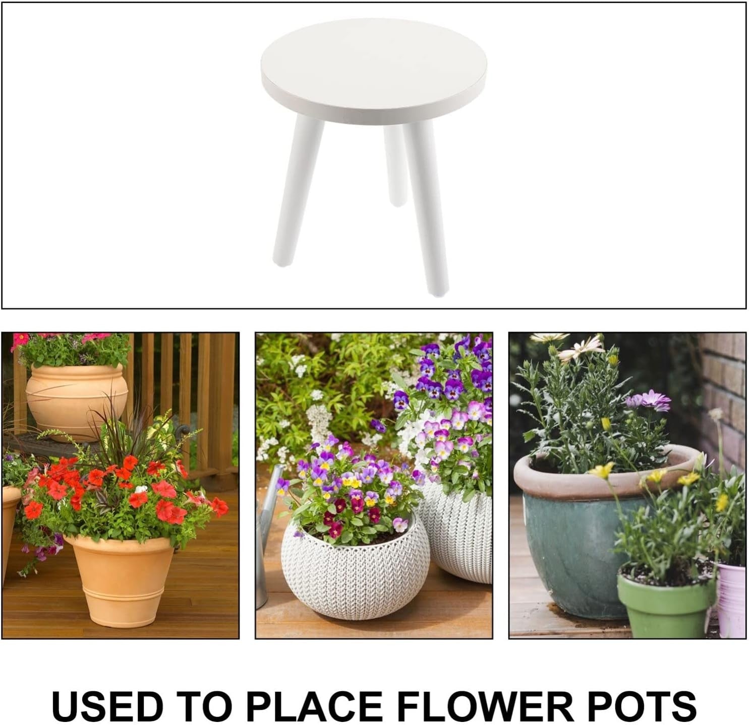 Wooden Plant Stand Indoor Small Round Side Table Flower Pot Holder 20x20cm