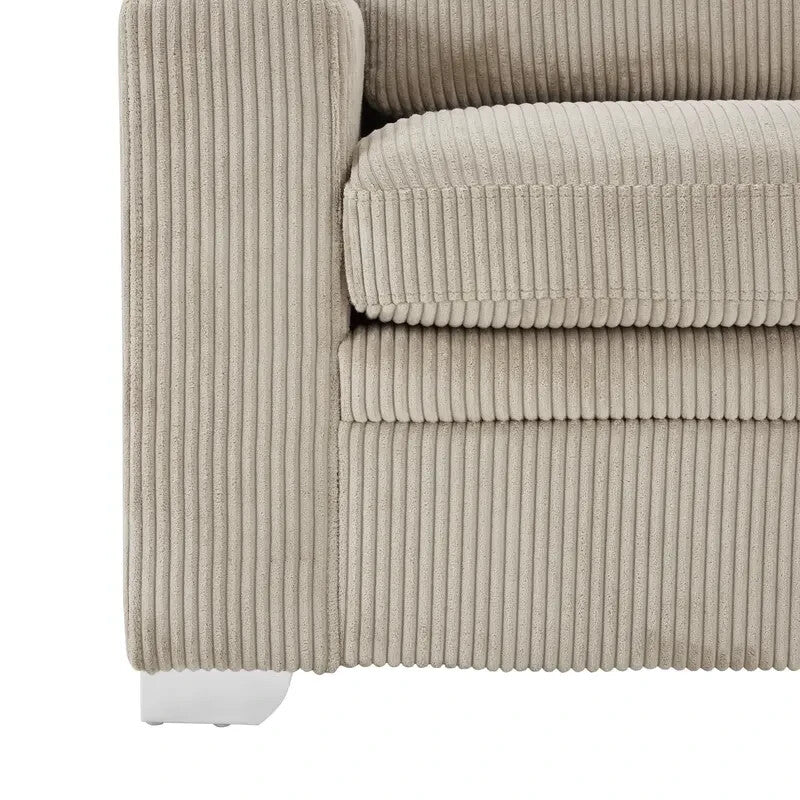 Right Hand Corner Sofa with Chaise Mocha Jumbo Cord 4 Seater UK Lounge