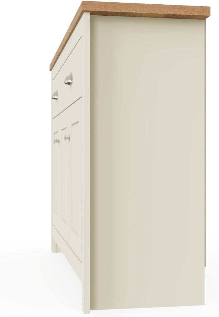 Cream Oak Sideboard 3 Doors 2 Drawers Buffet Storage Cabinet Durable Wood