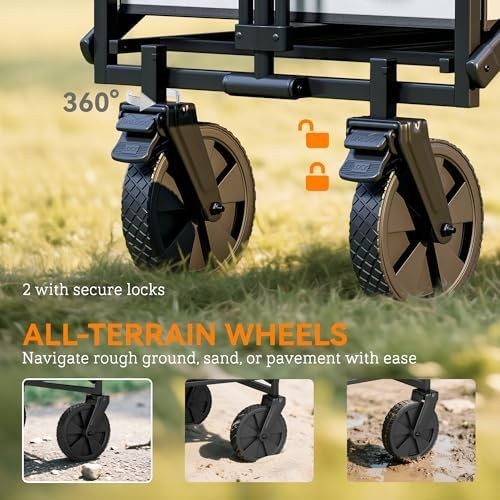Portable Folding Garden Trolley 90L Camping Shopping Wagon