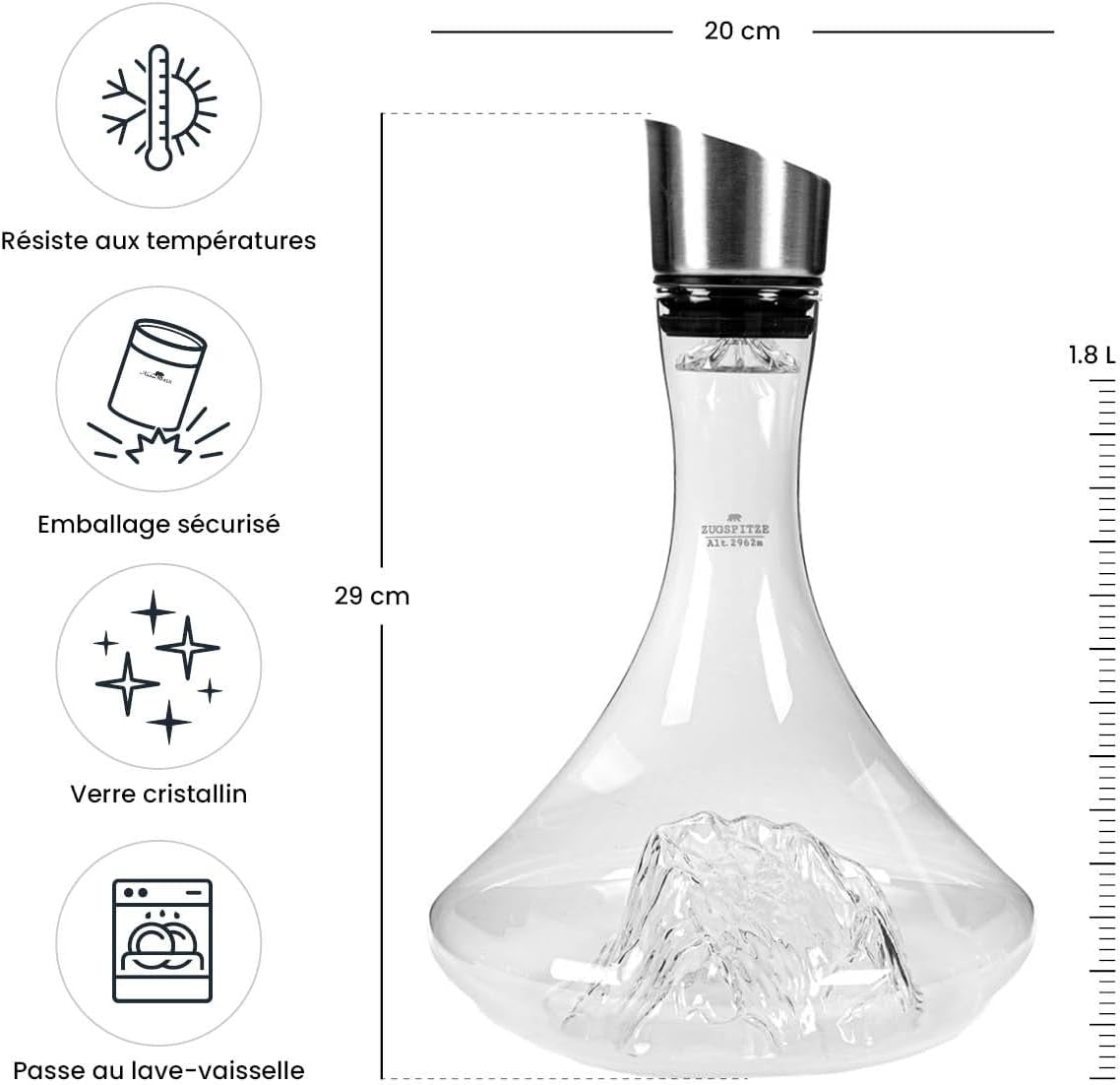Elegant 1.8L Mountain-Base Wine Decanter with 3-in-1 Aerator Stopper