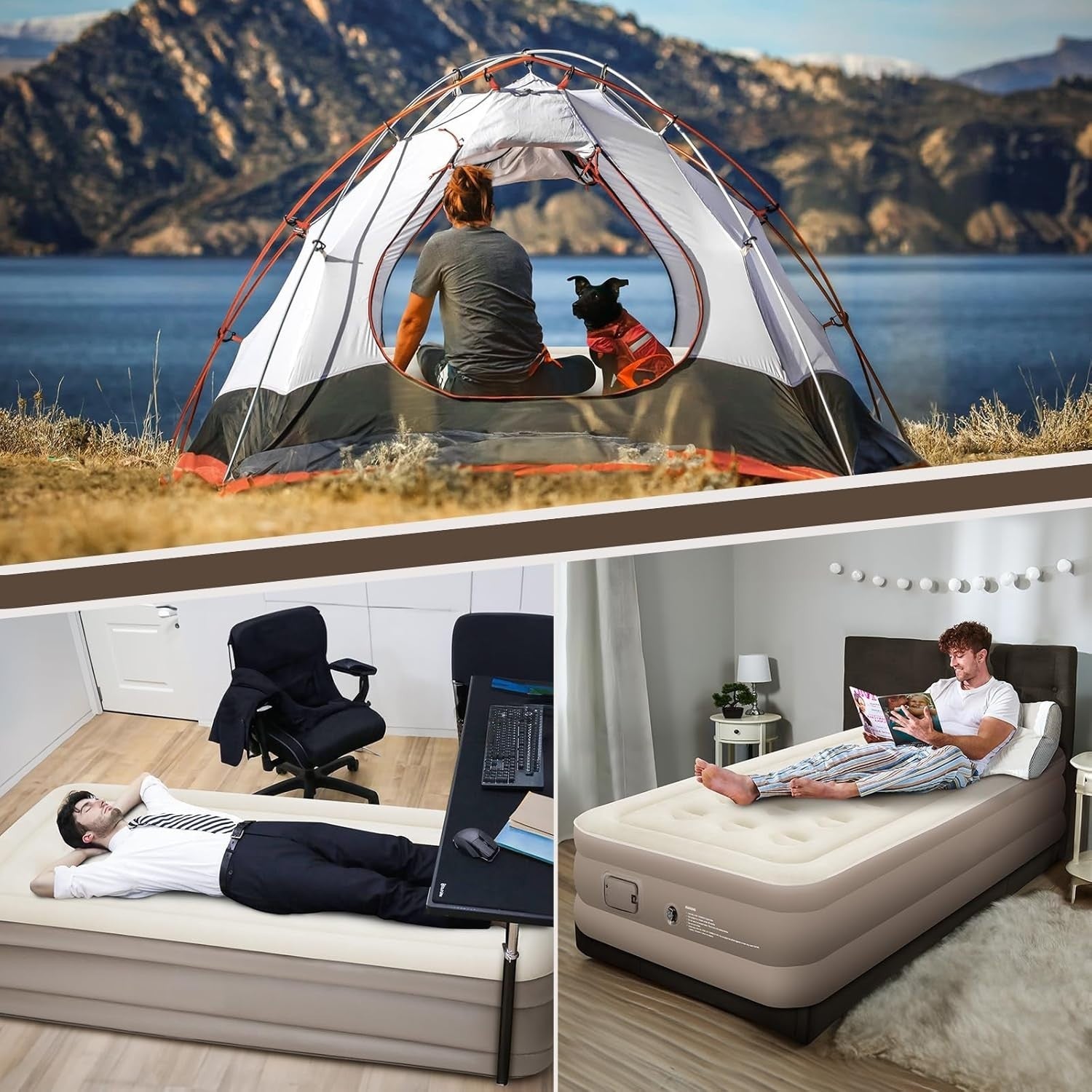 Single Air Mattress Built-In Pump Quick Inflate 191x99x40cm