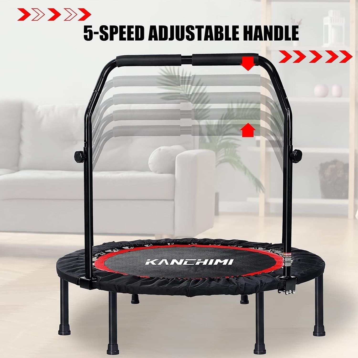 48in Folding Fitness Rebounder Trampoline Handle Indoor Workout 150kg