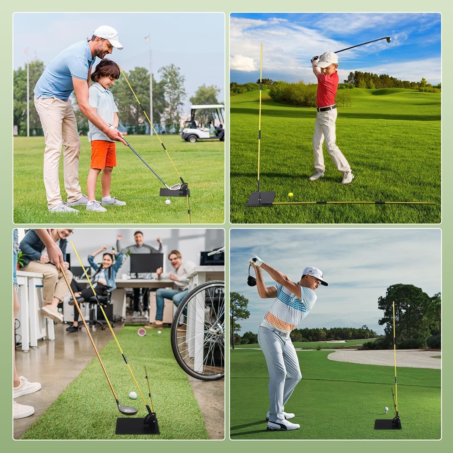 Golf Swing Trainer Alignment Stick Set 2x 1M Rods Holder
