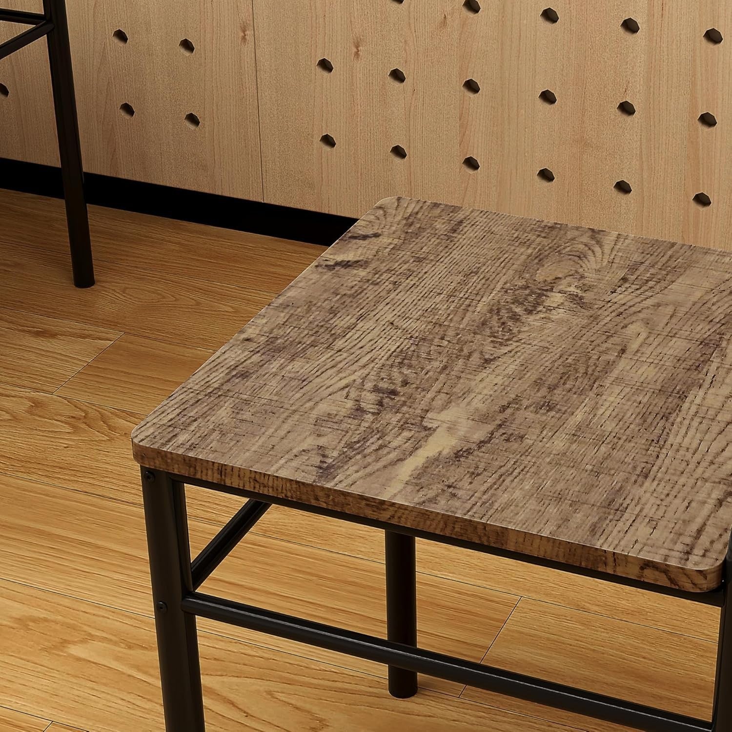 Compact Oak Dining Table & 4 Chairs Set – Space Saving, Modern Steel Frame