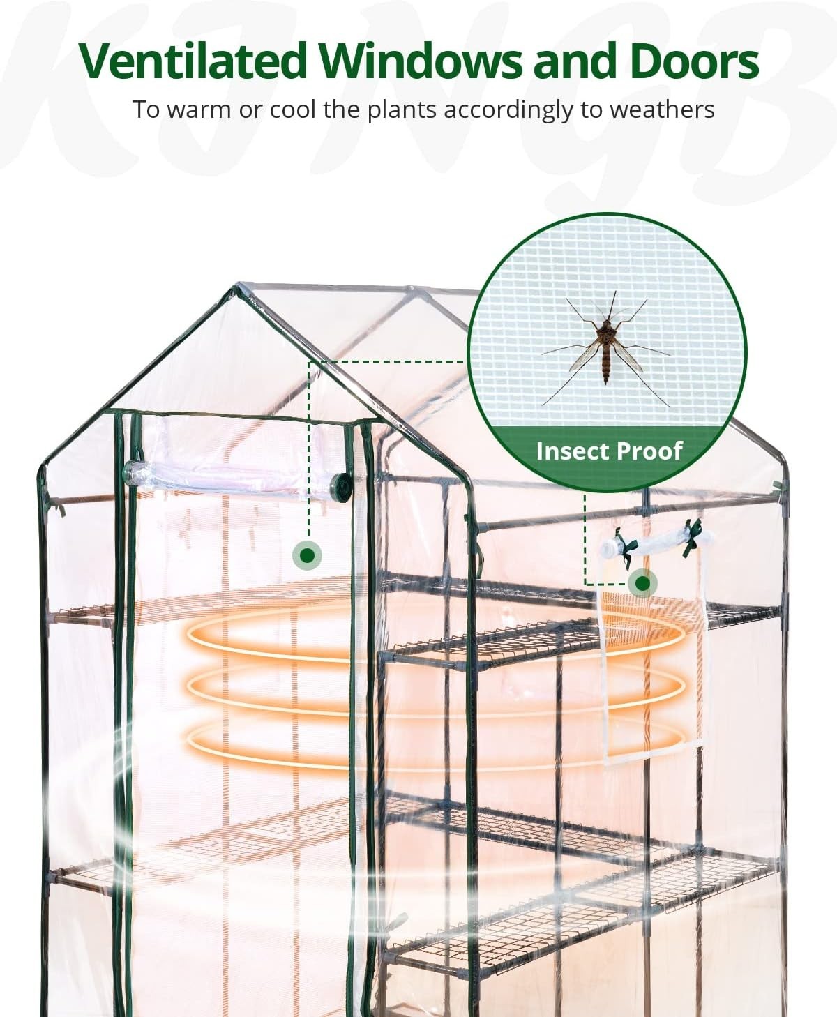 Large Walk-In Greenhouse with Shelves | Heavy Duty Clear PVC Cover | Steel Frame
