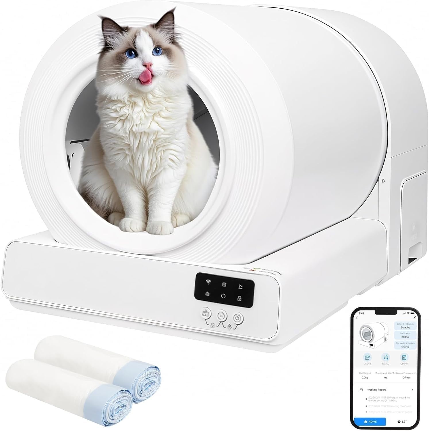 Self Cleaning Cat Litter Box 85L App Control Odor Free Auto Tray