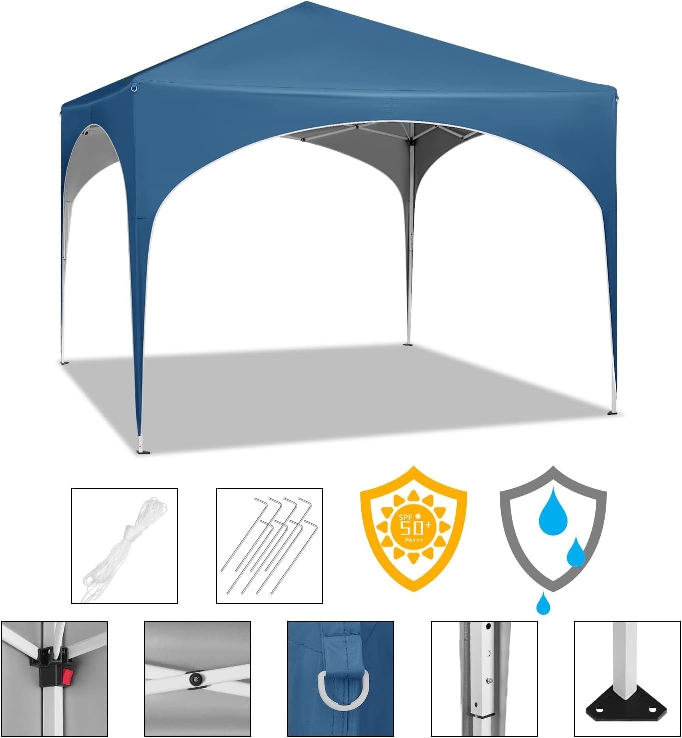 3x3M Pop-Up Gazebo Folding Event Tent Waterproof UV-Protected Blue