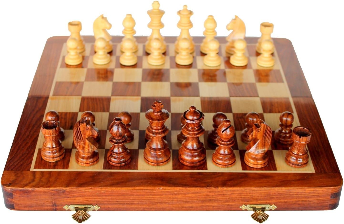 36cm Wooden Magnetic Chess Set | Foldable Storage Board | Luxury Travel Game