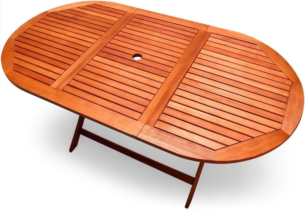 Foldable Acacia Wood Garden Dining Table Outdoor Patio Space Saving