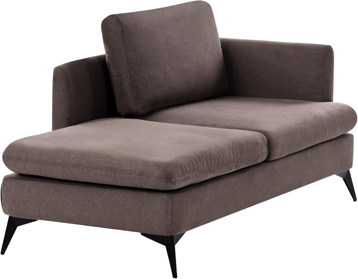 Brown Right Hand Chaise Lounge | Water-Repellent Fabric + Cushion, Modern Sofa