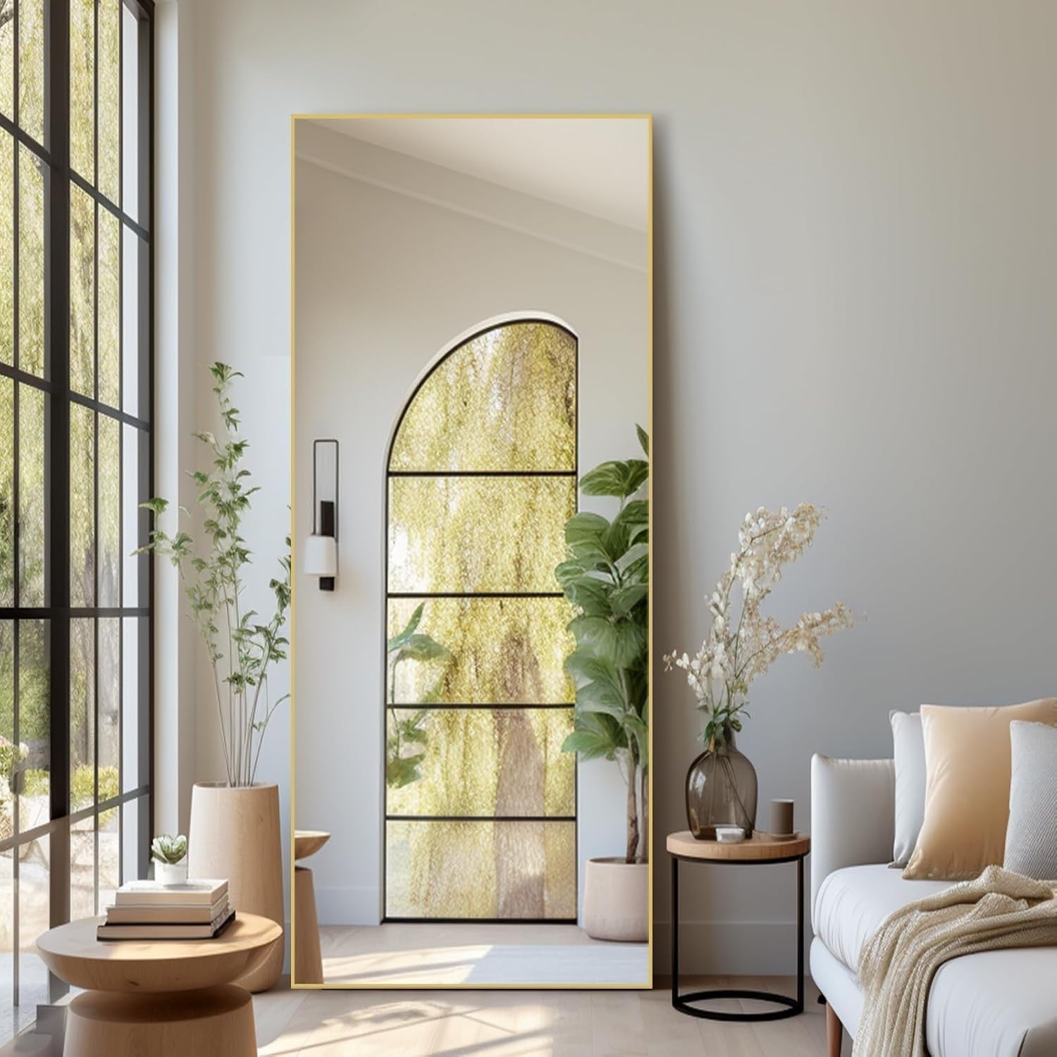 Large Full Length Floor Mirror 180x76cm Gold Frame 3-Way Install