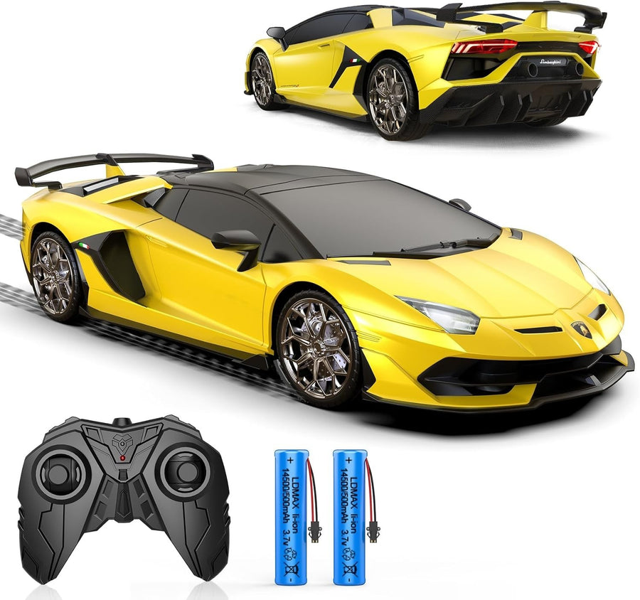 1:16 Scale Luxury RC Sports Car 2.4GHz Remote Control Toy 2 Batteries 50min Play