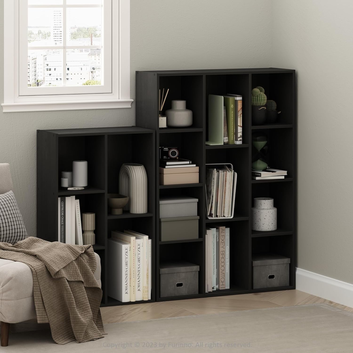5 Cube Bookcase Storage Open Shelf Compact Organizer Bookshelf Display Black