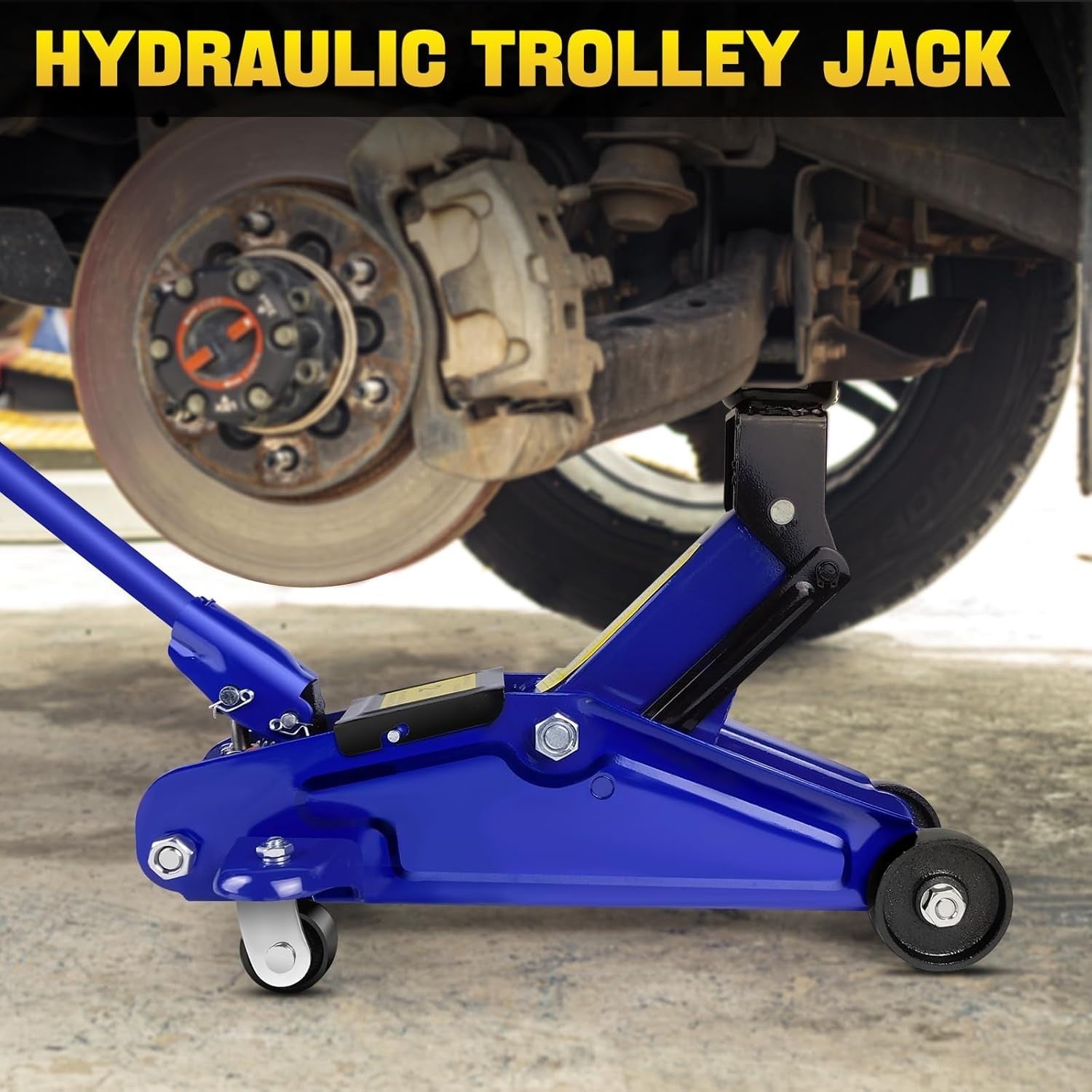 2 Ton Low Profile Steel Trolley Jack 135–320mm Long Handle Car Van Lift Blue
