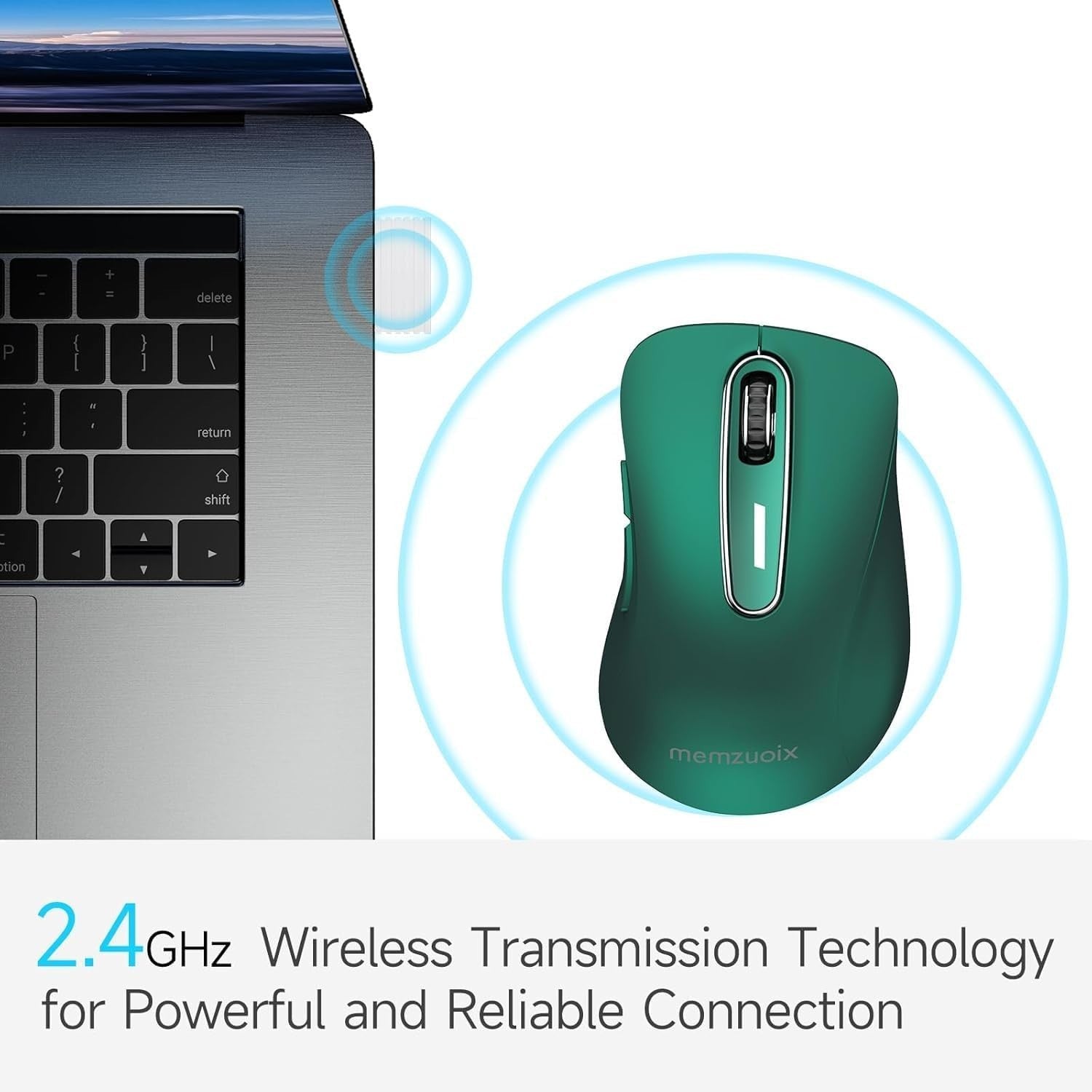 Dark Green Wireless Mouse 1400 DPI USB 2.4G 5-Button Laptop PC