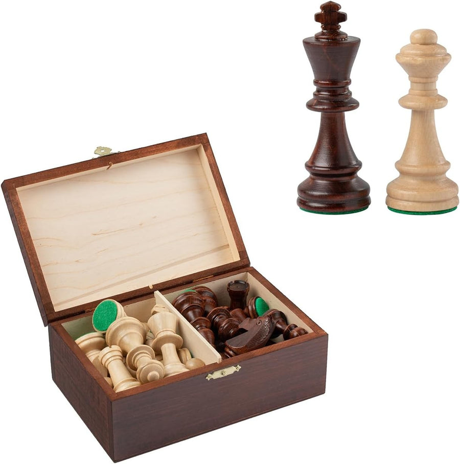 Staunton No.5 Weighted Wooden Chess Pieces Set with Mahogany Storage Box