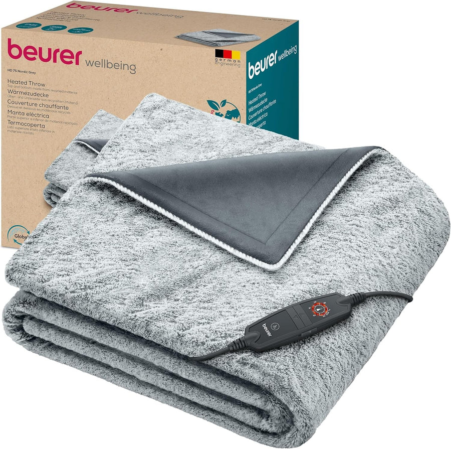 Electric Heated Throw Blanket Recycled Soft Fleece 6 Heat Levels Washable